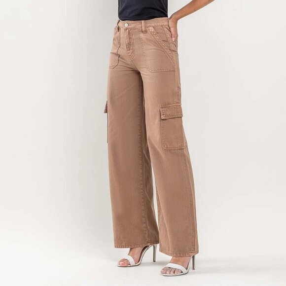 031 - High Rise Utility Cargo Wide Jeans in Sinopia Fresco - Picture 4 of 4